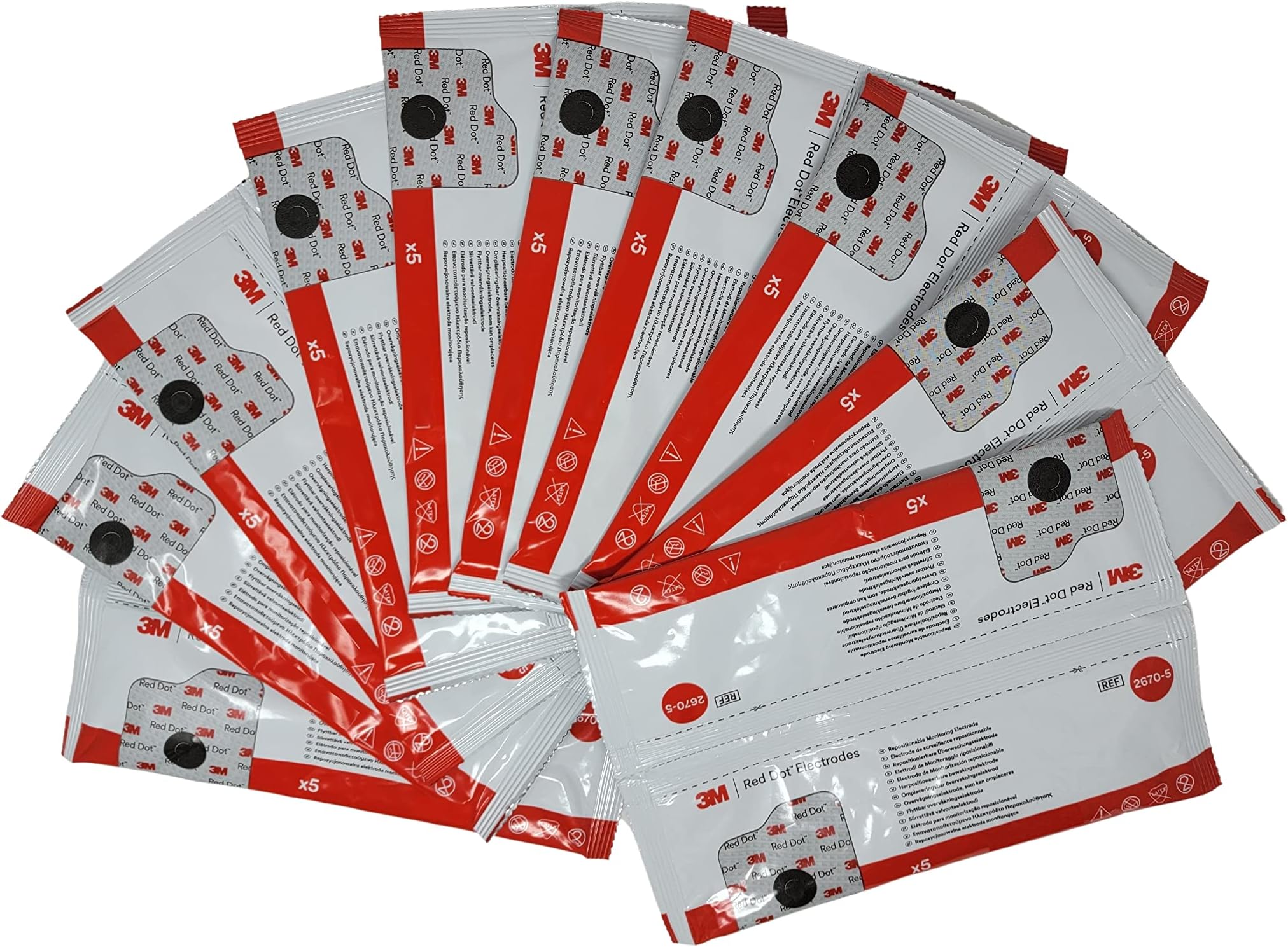 3M 2670-5 3M Red Dot ECG Monitoring Electrode - 20 Bags of 5 Total of 100 Electrodes