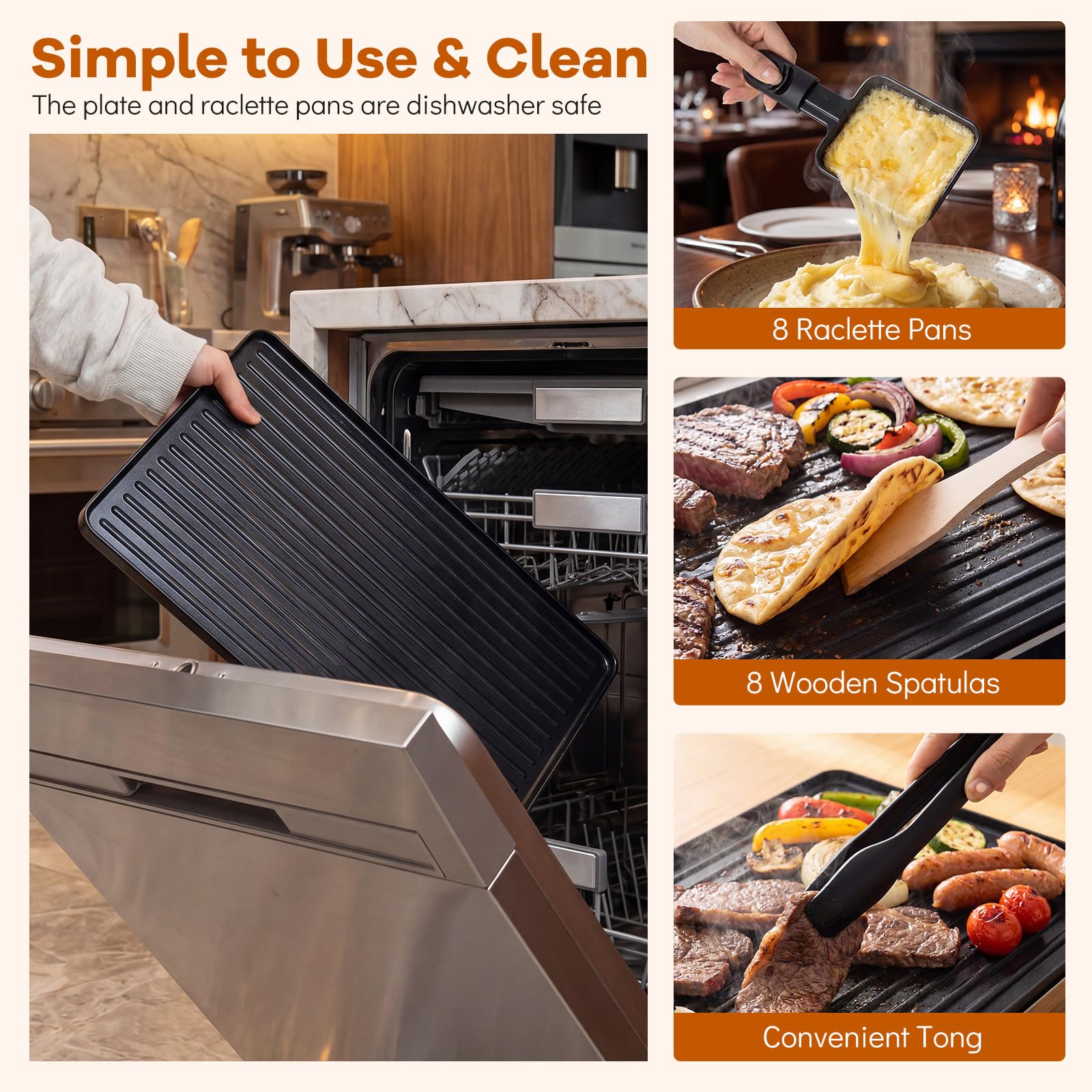 FANTASK Grill raclette, grill stołowy dla 8 osób