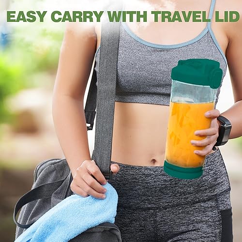 Miniatura 6 de Licuadora portátil, 270 vatios para batidos y licuados, impermeable, recargable por USB, con vasos de licuadora de 20 onzas sin BPA con tapa de