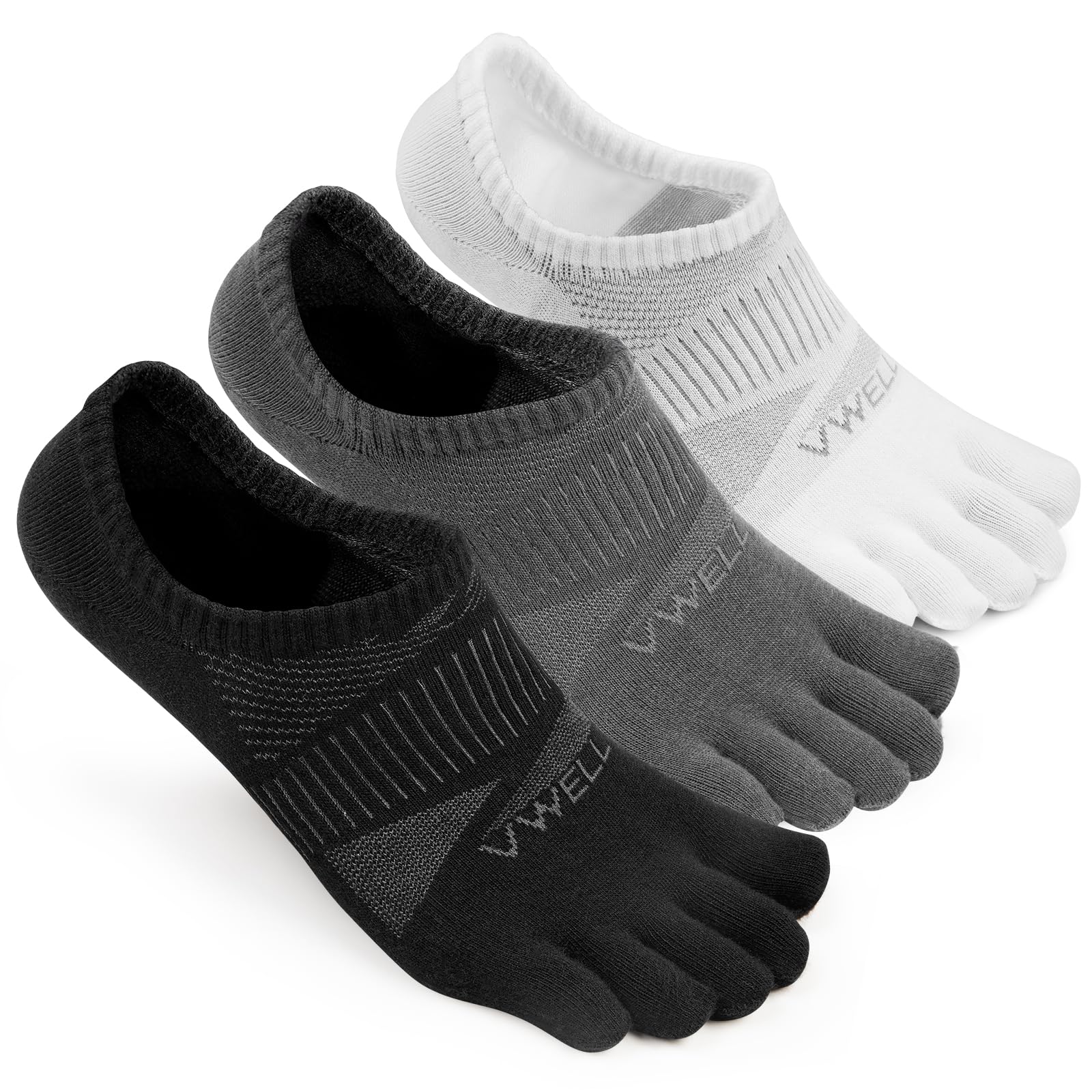 No Show Toe Socks for Men Women COOLMAX Five Finger Socks Athletic Running Ankle Low Cut 5 Toe Socks (3Pairs)-image-15