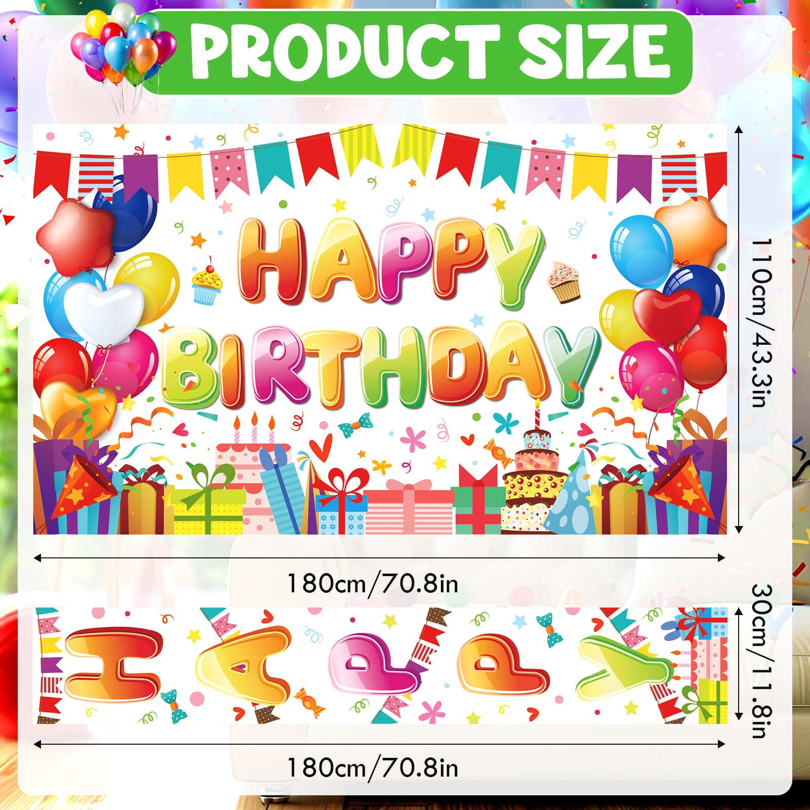 Happy Birthday Türbanner Blau-Silber – Partydeko Für Jungen & Männer, 179x30 Cm