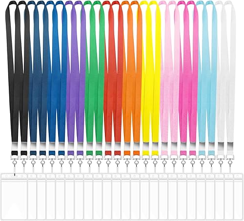 Paquete de 24 cordones de crucero con soporte para tarjeta de identificación, cordón duradero con soporte impermeable para tarjetas de