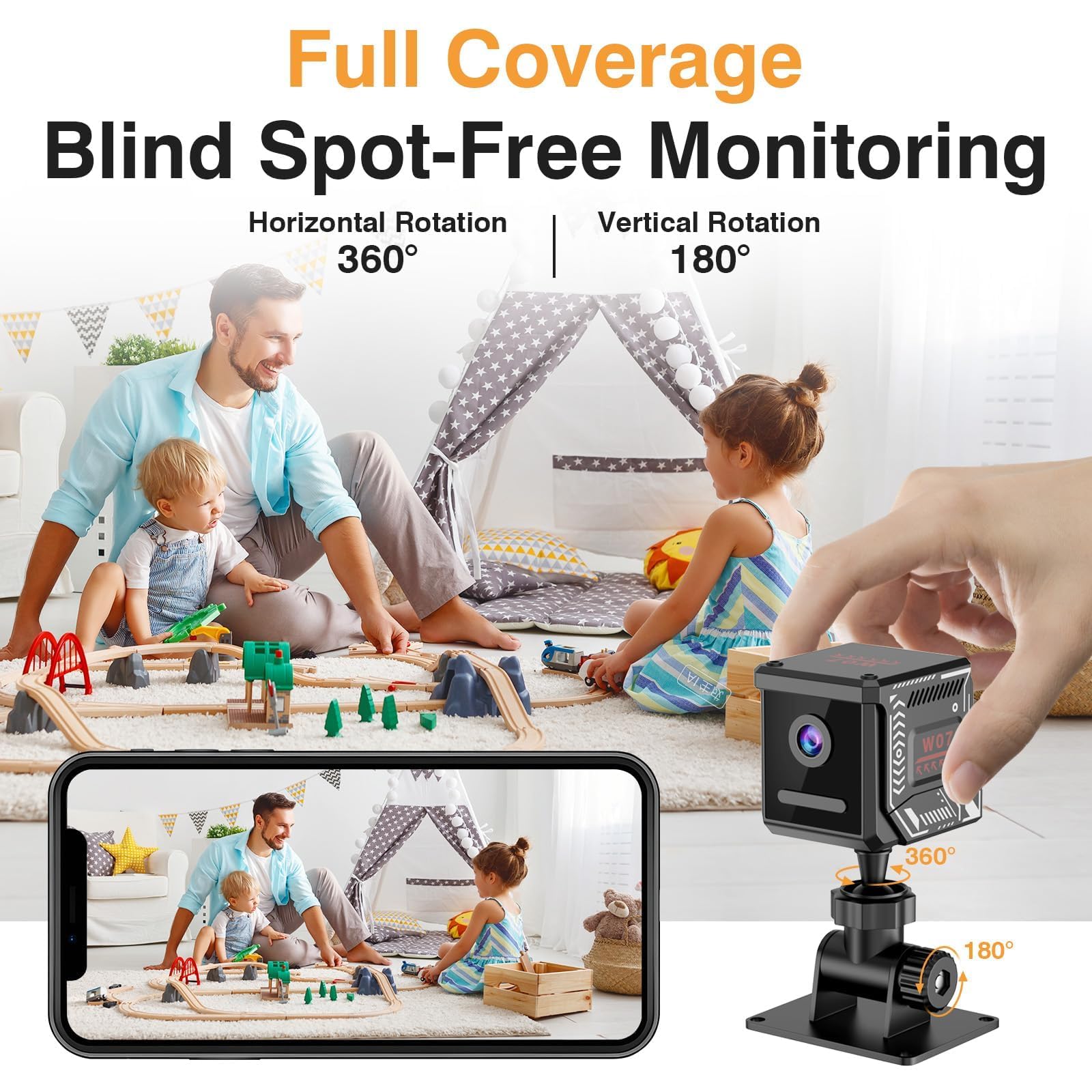 Mini Caméra Espion sans Fil WiFi Bluetooth 2K Surveillance Intérieure Extérieure Vision Nocturne Détection Mouvement Enregistrement Distance
