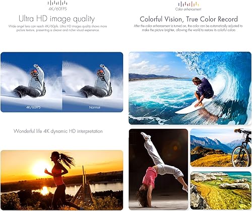 Miniatura 6 de Cámara de acción 4K 60FPS WiFi Sports Cam 2 pantalla táctil Ultra HD 30M impermeable videocámara con 24G control remoto 170 gran angular