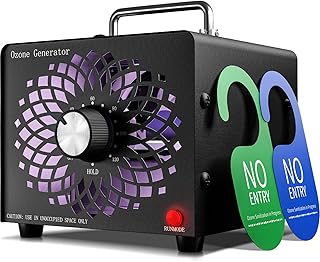 2025 Upgraded Ozone Generator, High Capacity Ozone Machine Odor Removal Up to 6000 Sq.Ft, for Car/Home/Smoke/Pet Odor, Black