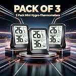 AyayaBoss 3-Pack Mini Thermomètre de chambre Hygromètre intérieur Humiditémètre, moniteur numérique de température et d'humidité pour la maison, les animaux domestiques, les plantes - Batterie incluse