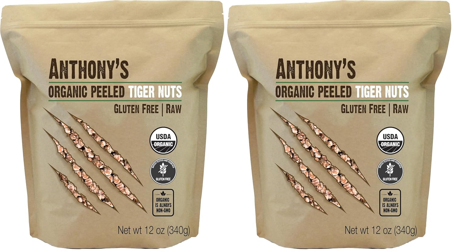 Anthony's Organic Peeled Tiger Nuts, 12 oz, Raw, Gluten Free, Non GMO, Paleo Friendly (Pack of 2)