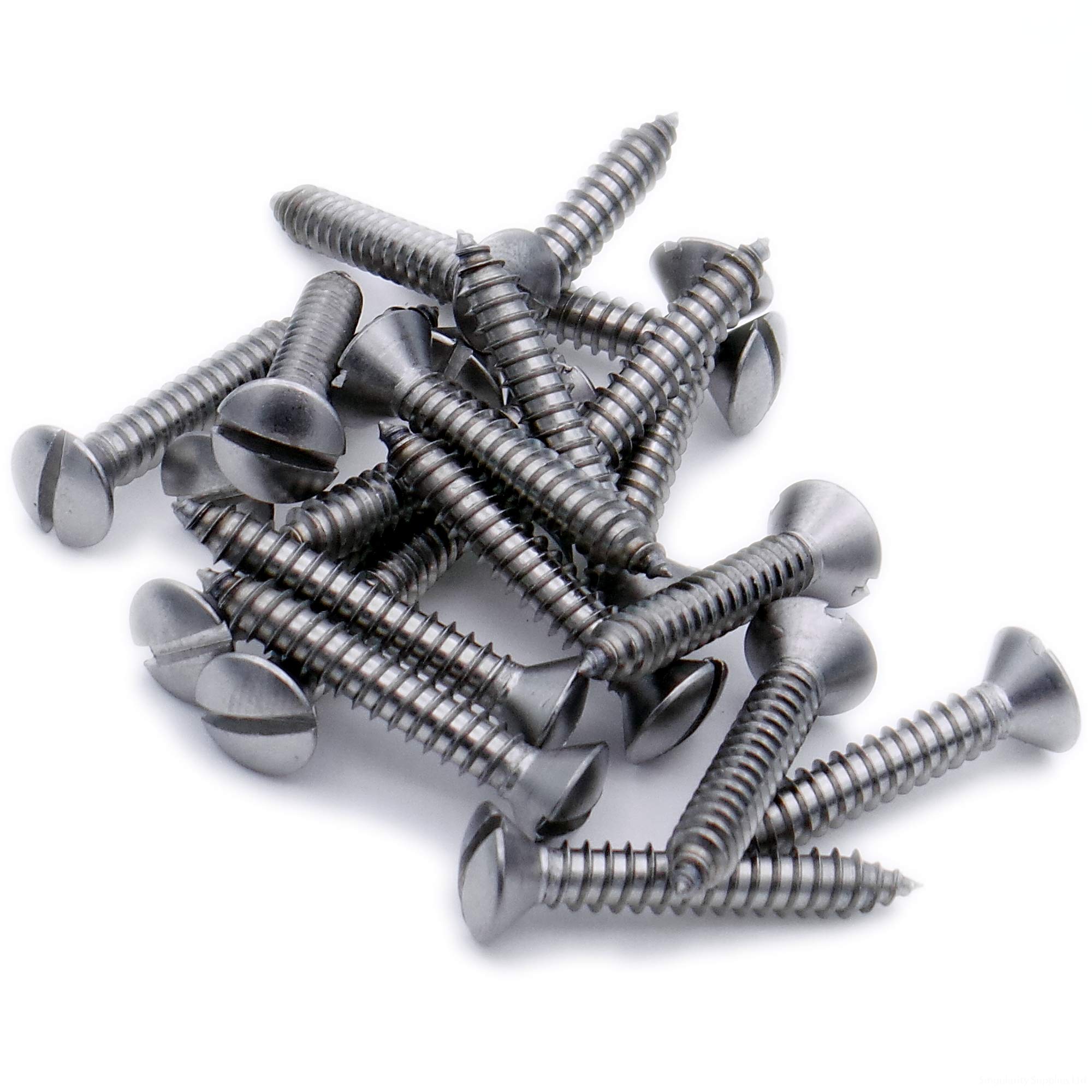 Singularity Supplies No.14 X 2 (6.3Mm X 50Mm) Slot Raised Countersunk Self-Tapping Screw - Stainless Steel (A2) (Pack Of 20)