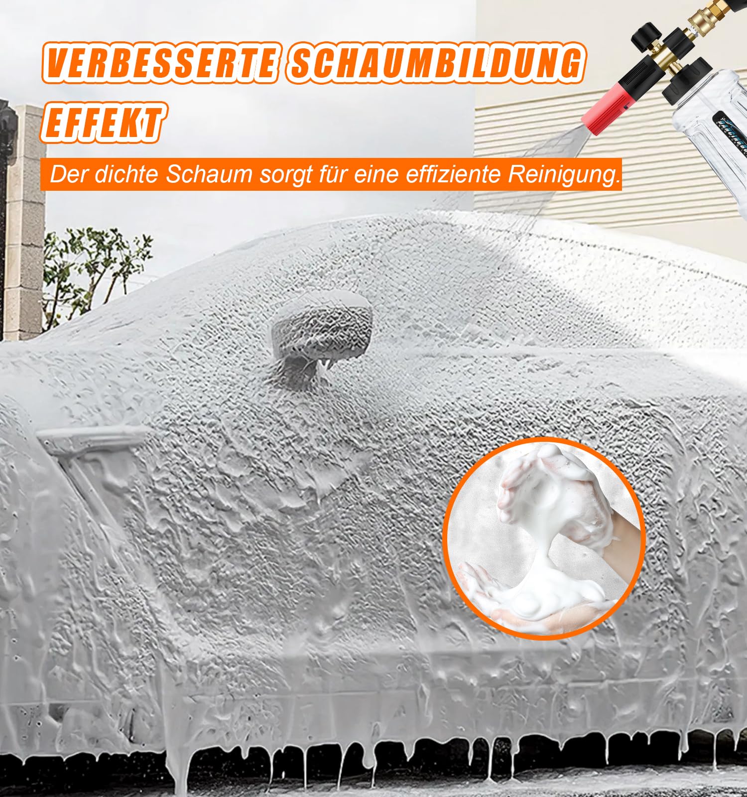 Verbesserte Schaumkanone Schneeschaumlanze, 1L Einstellbare Schaumlanze Schaumdüse mit 1/4 Schnellanschluss für Hochdruckreiniger Schaumpistole Autowäsche (Schwarz & Rot)