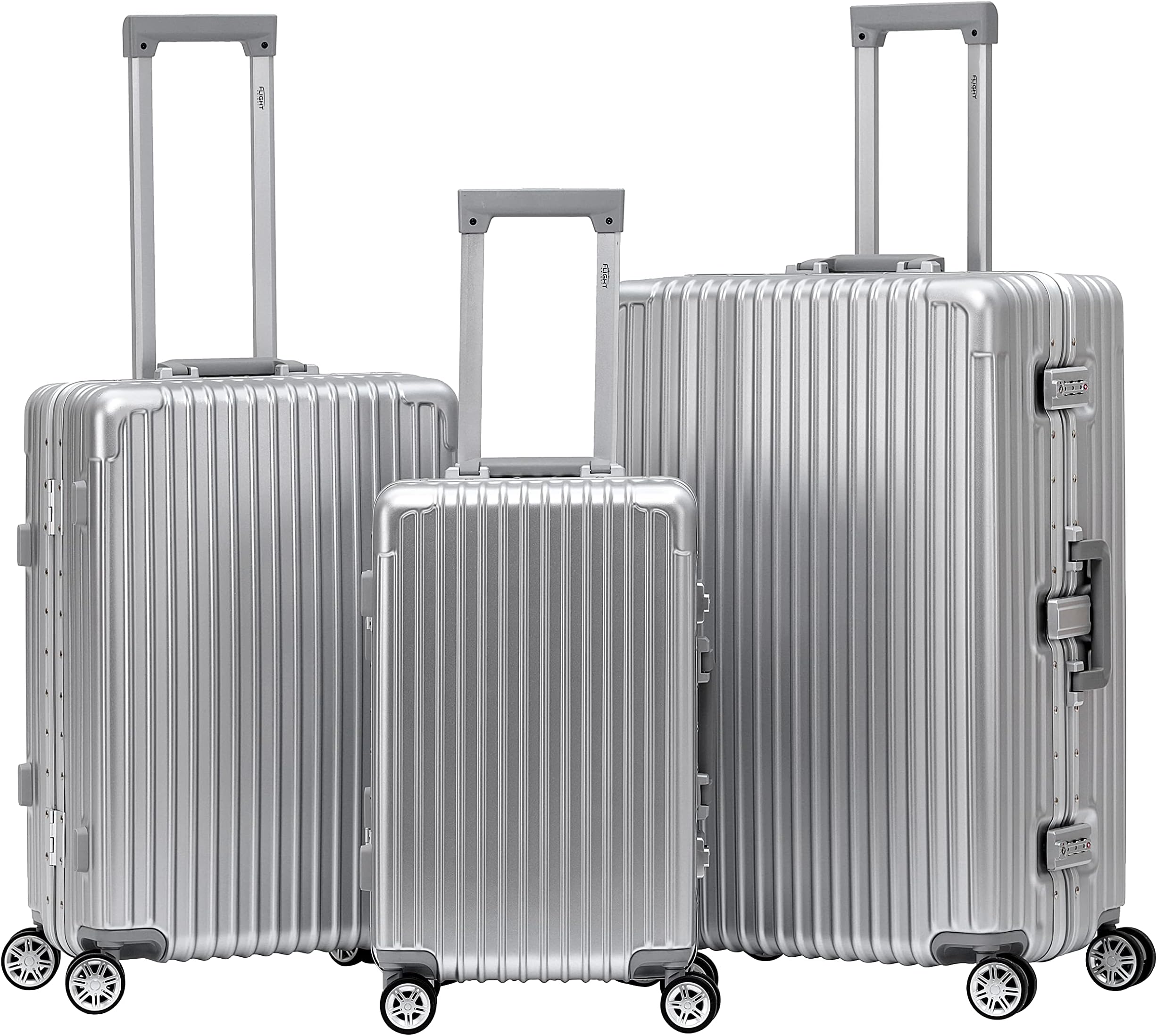 Flight Knight Premium Travel Suitcase - 8 Spinner Wheels - Built-in Side Lock Lightweight Aluminium Frame, ABS Hard Shell Carry on Check in Luggage Highly Durable - Approved for Over 100 Airlines