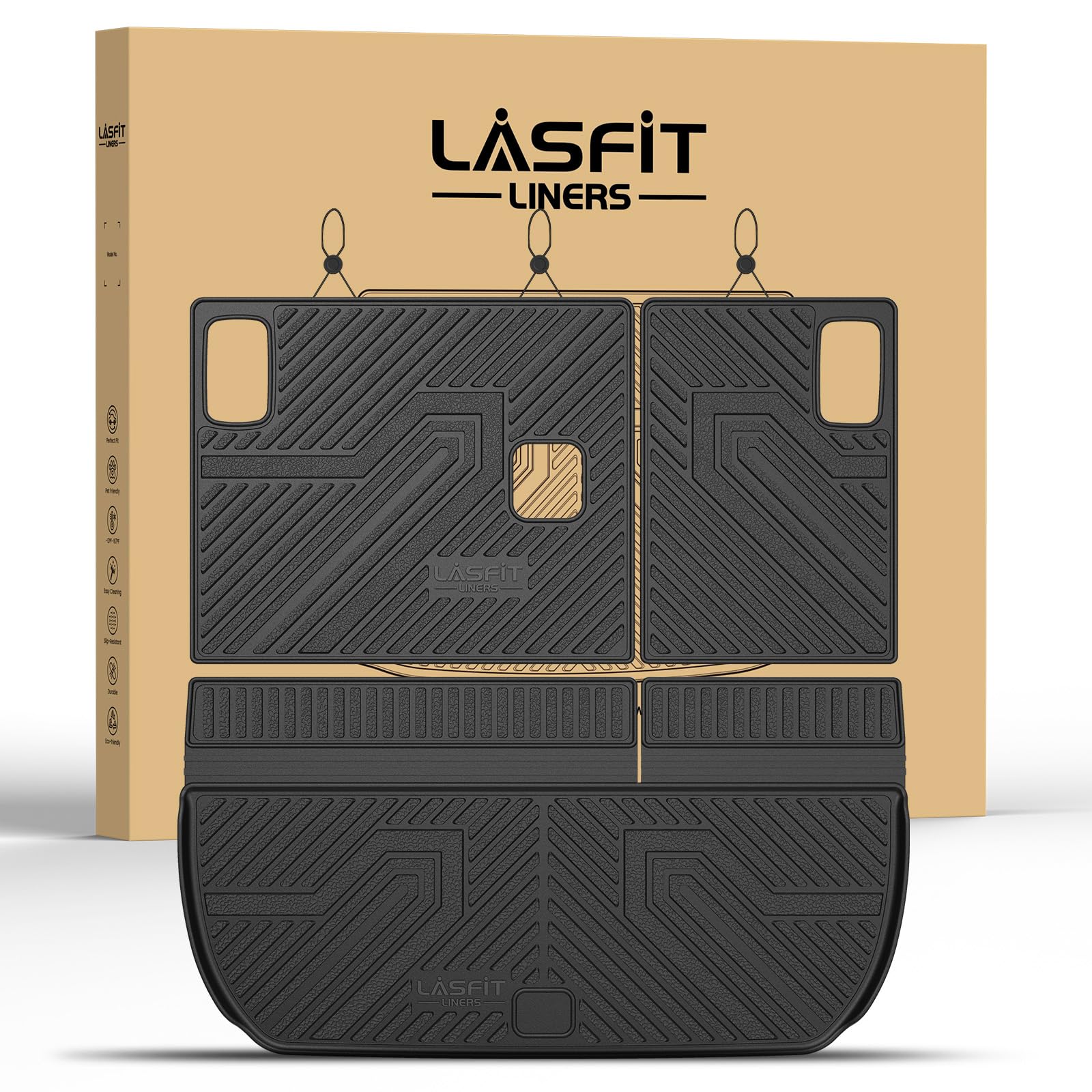 LASFIT Trunk Mat with Backrest Mat for Chevrolet Chevy Traverse 2009-2017