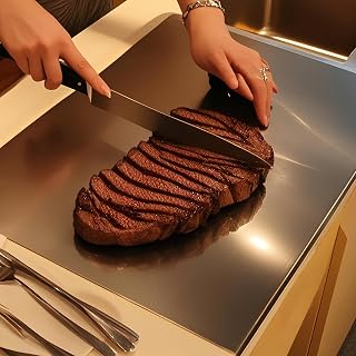 OTAVILEM Stainless Steel Cutting Board 19.7x15.7in Large Chopping Board for Meat Veggies Dough Kneading Kitchen Essential