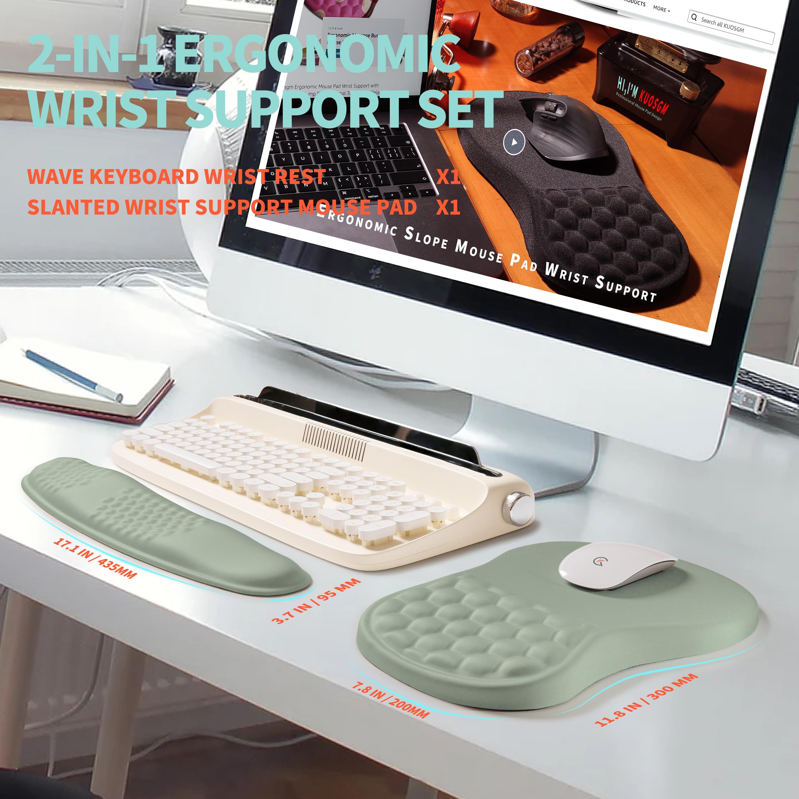 ARTSO Lot De 4 Grands Tapis De Souris De Jeu, Repose-poignet Pour Clavier, Coussin De