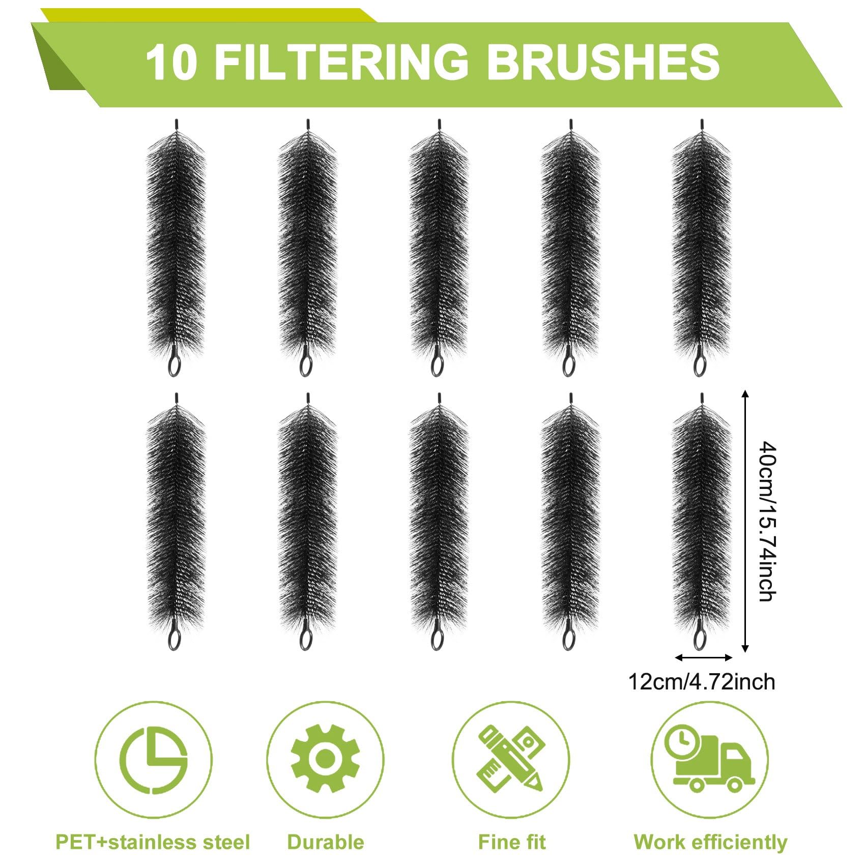 10 StüCke Edelstahl BüRste Aquarium Filter Aquarium Reinigen Werkzeuge BüRsten Teich Mischer Filter BüRsten Filter