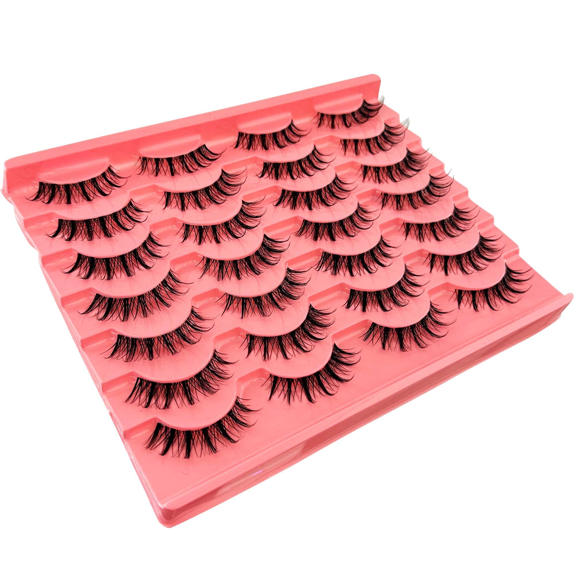 Manga Lashes Yasnai Wispy Natural Look Lashes Anime Sztuczne rzęsy Kocie Oko Objętość Rzęsy Sztuczne Rzęsy 13 mm Kolczaste Koreańskie Japońskie Azjatyckie Cosplay 3D Rzęsy Oczu Opakowanie 7 par