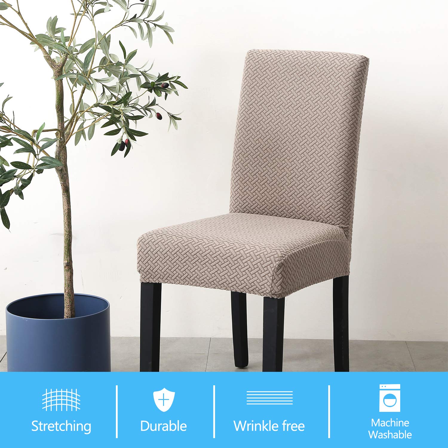 Stoelhoezen van geplet fluweel voor eetkamerstoelen, XL, 2/4