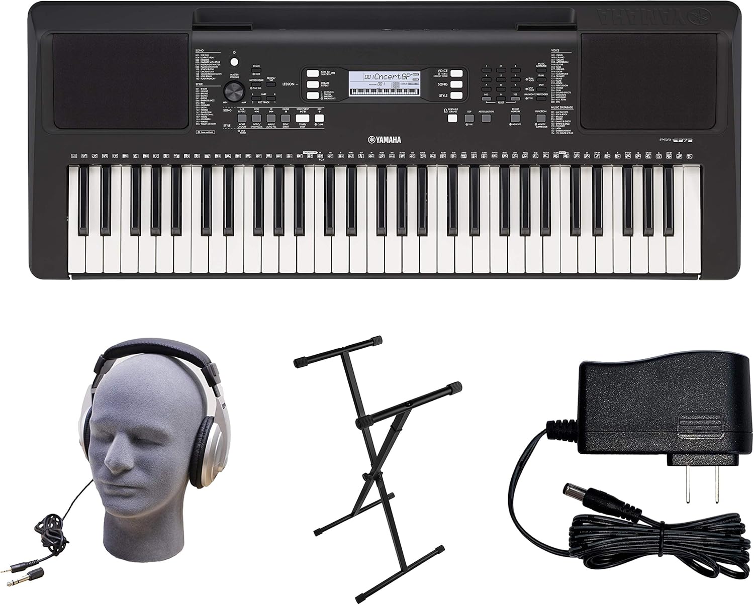 Yamaha PSRE373 PKS 61Key Premium Keyboard Pack with Power