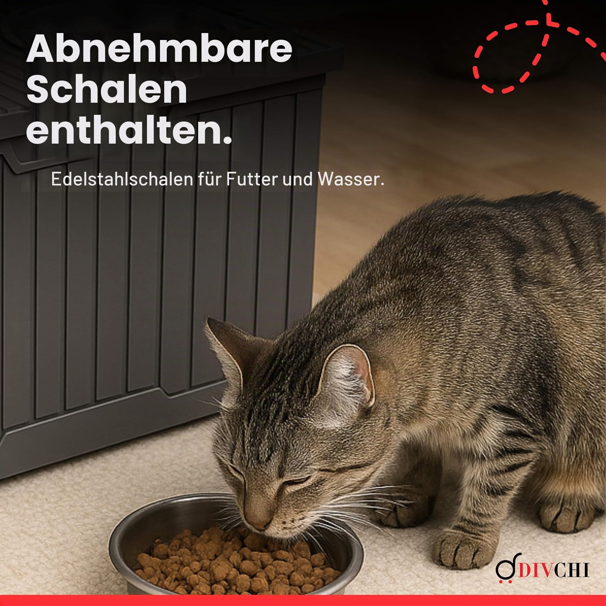 DIVCHI 2-in-1-Futterstation mit erhöhten Hundenäpfen, Doppel-Edelstahlnäpfen und Schaufel für Hunde und Katzen