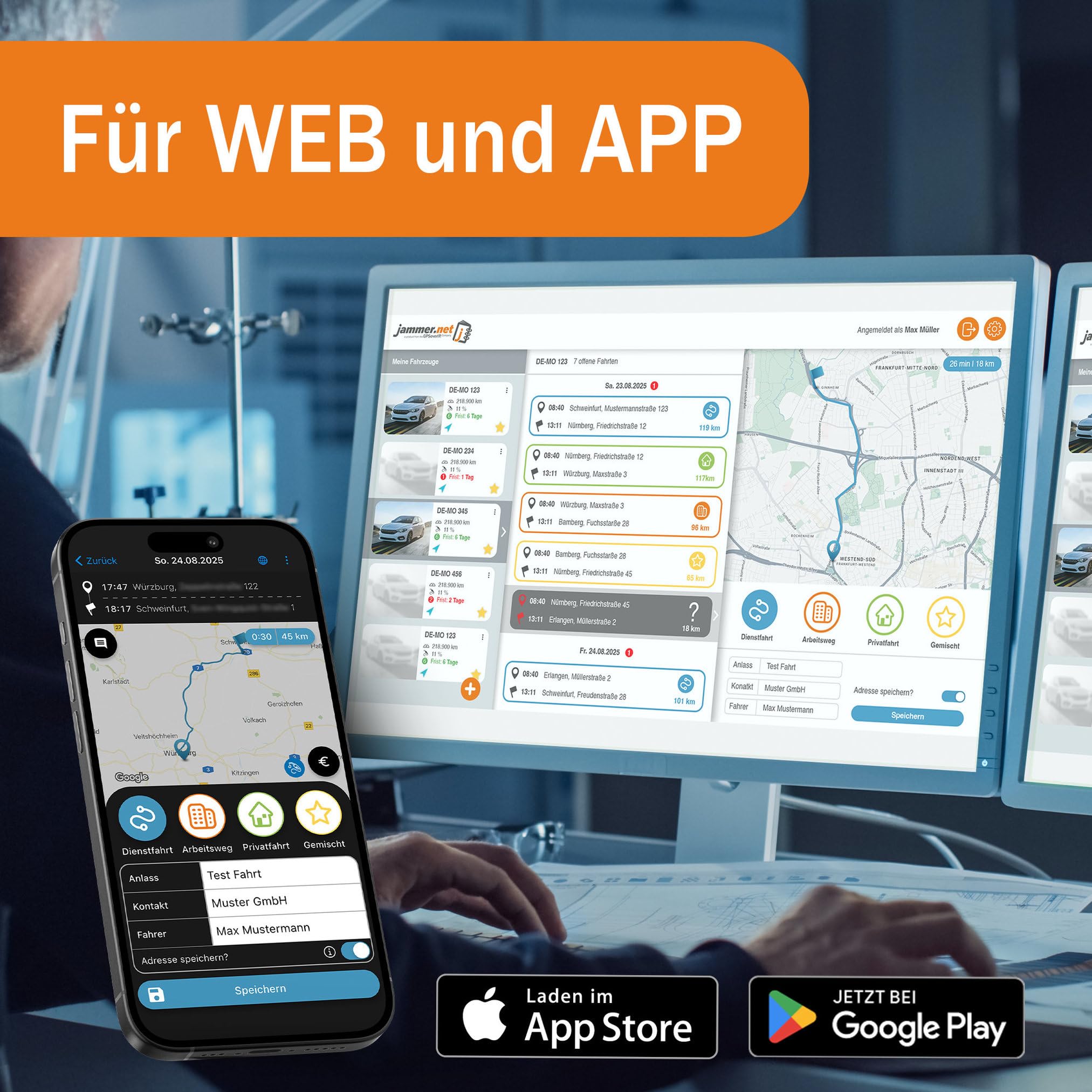 Jammer.net - Digitales Fahrtenbuch, finanzamtkonform: GPSauge OBD-Stecker, inkl. Jahreslizenz, Portalzugang am PC & mobiler App. Für alle Fahrzeuge geeignet. Kein Vertrag! (Basispaket)