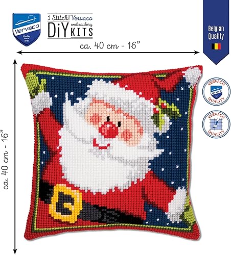 Miniatura 9 de Vervaco Kit de cojín de punto de cruz de reno con bufanda roja de 16 x 16 pulgadas