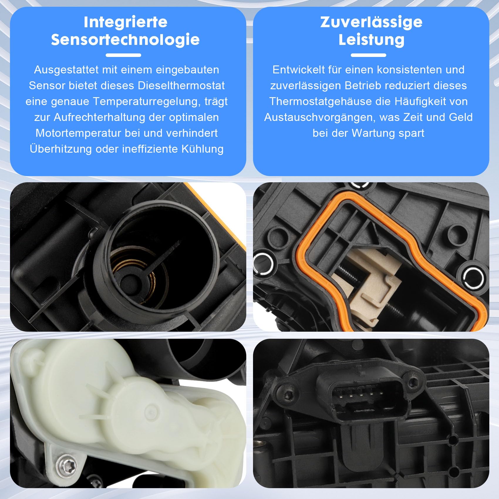 Thermostatgehäuse mit Temperatursensor Diesel 9804160380 9849443980 Kompatibel mit Peugeot Ford 2.0 BlueHDi