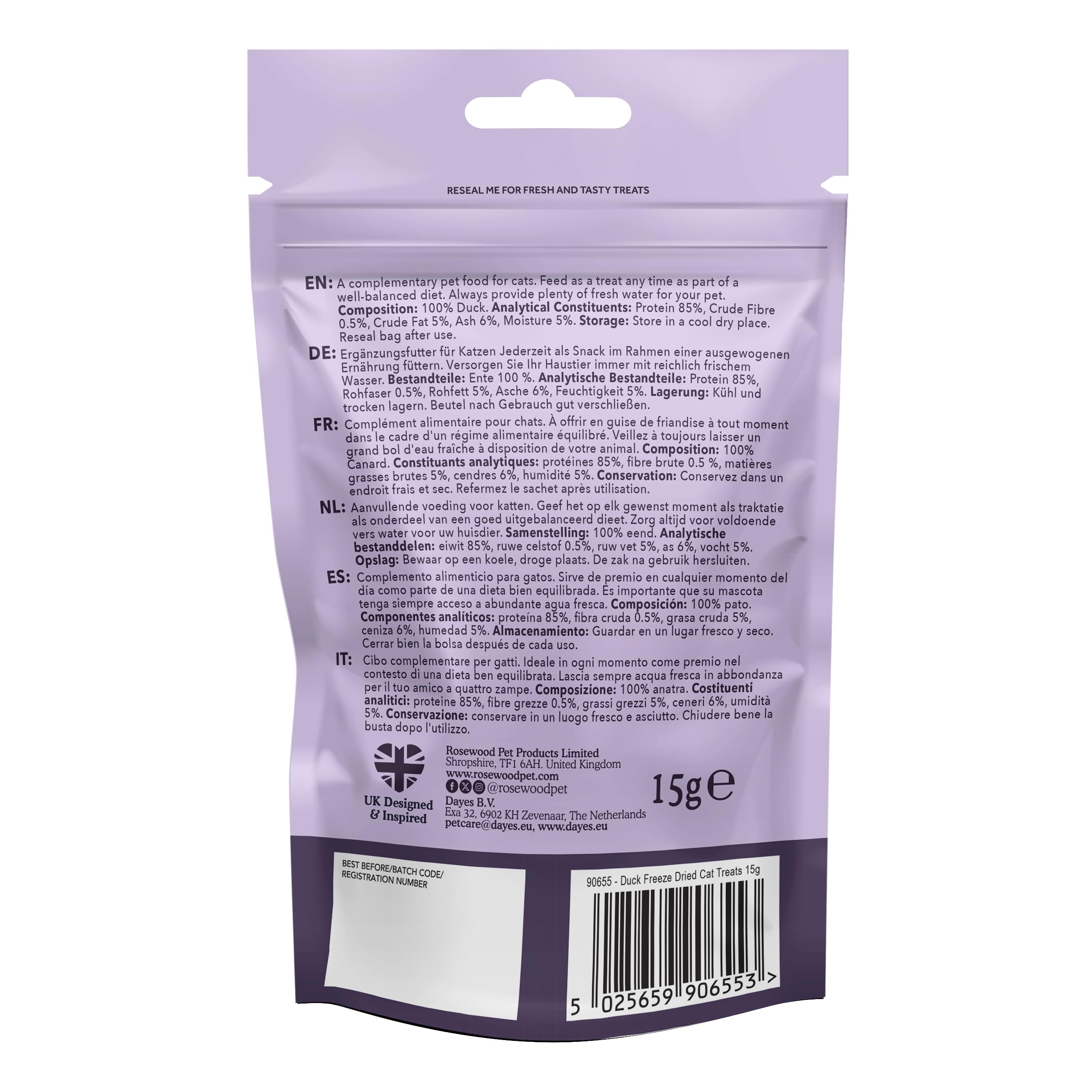 Rosewood Freeze Dried Duck Bites for Cats, All Natural Duck Fillet, Small, Bite-Sized Cat Treats, Grain-Free - Image 2