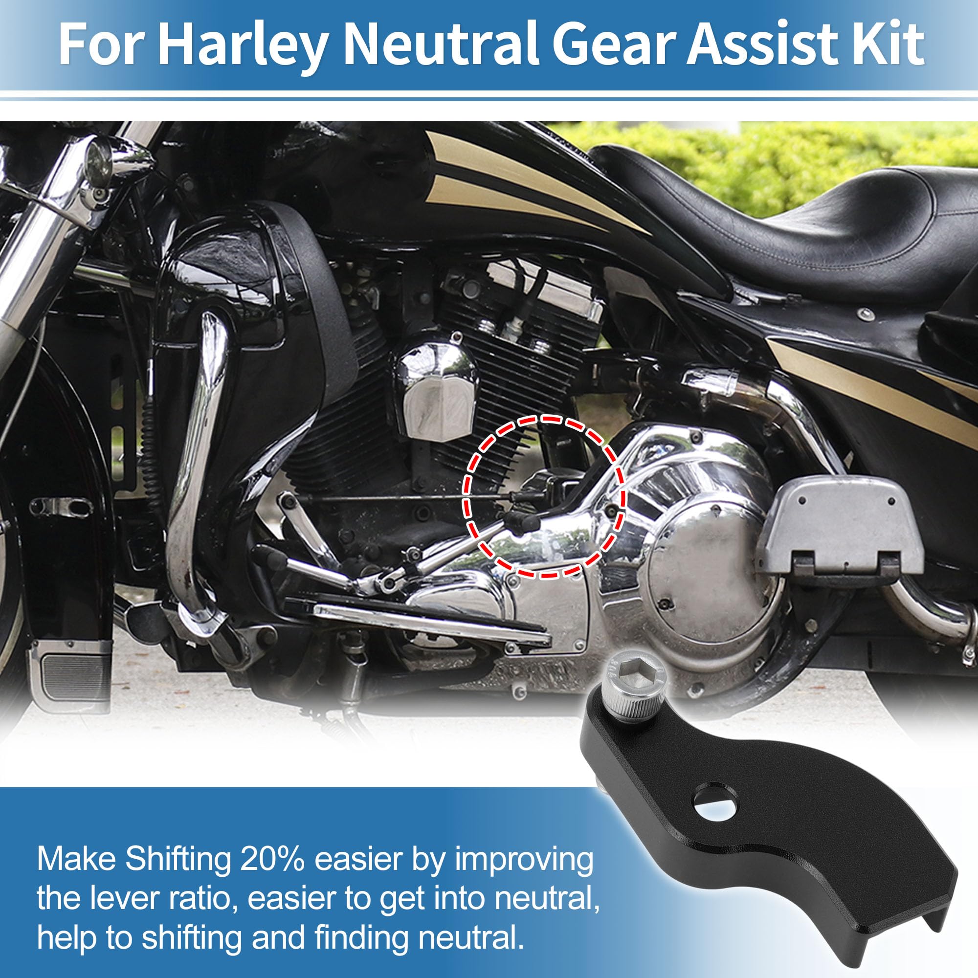 X AUTOHAUX Assistente cambio neutro per Harley Davidson Touring 2018-2025 per Harley Softail 2018+ Staffa ausiliaria Assistente cambio neutro 20% più facile Nero CNC