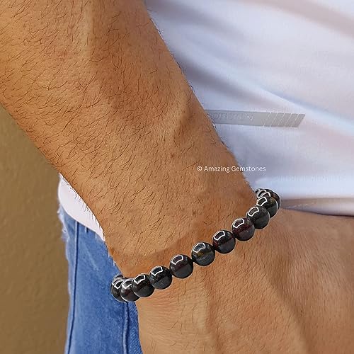 Vista 741 de Amazing Gemstone Yaxaite Bracelet for Women Men's Gifts - Protection Healing Crystal Bracelet - 8mm Gemstone Beaded Adjustable Bracelet Pulseras