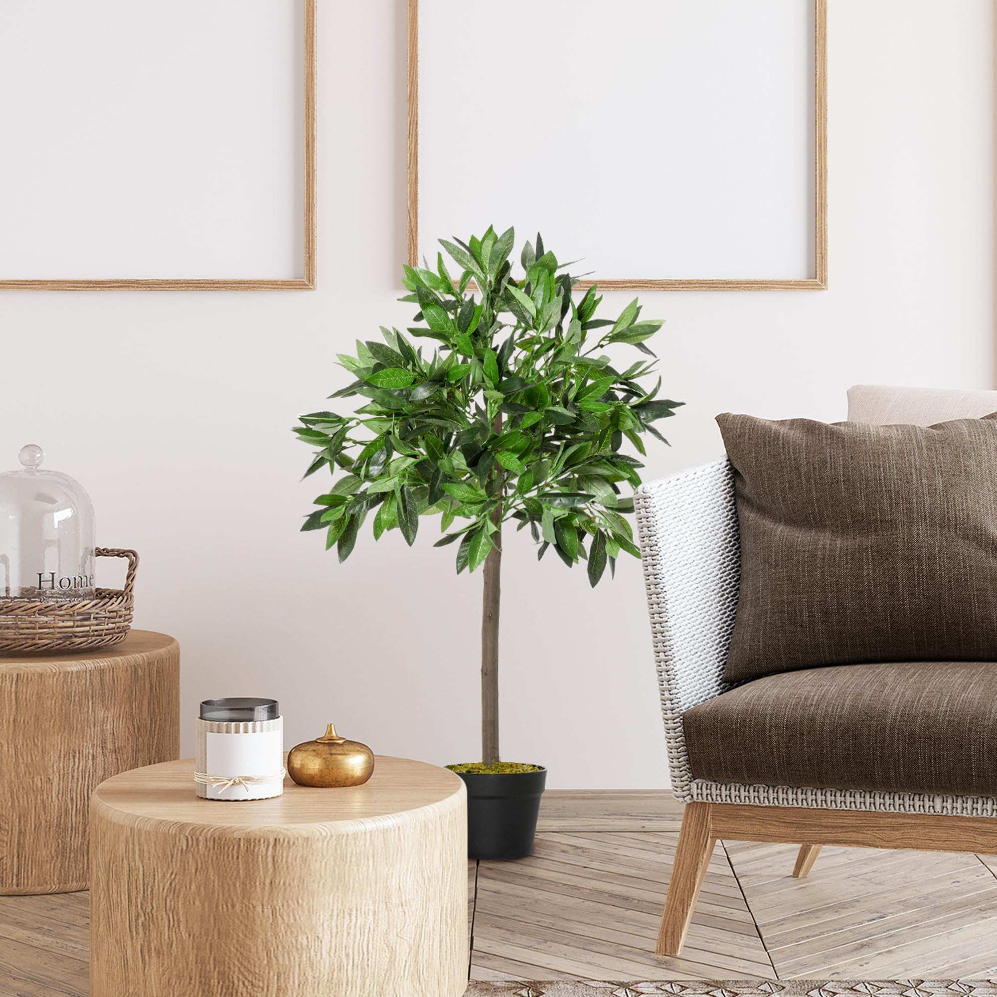 Outsunny 2er-Set Künstlicher Lorbeerbaum, 90 cm