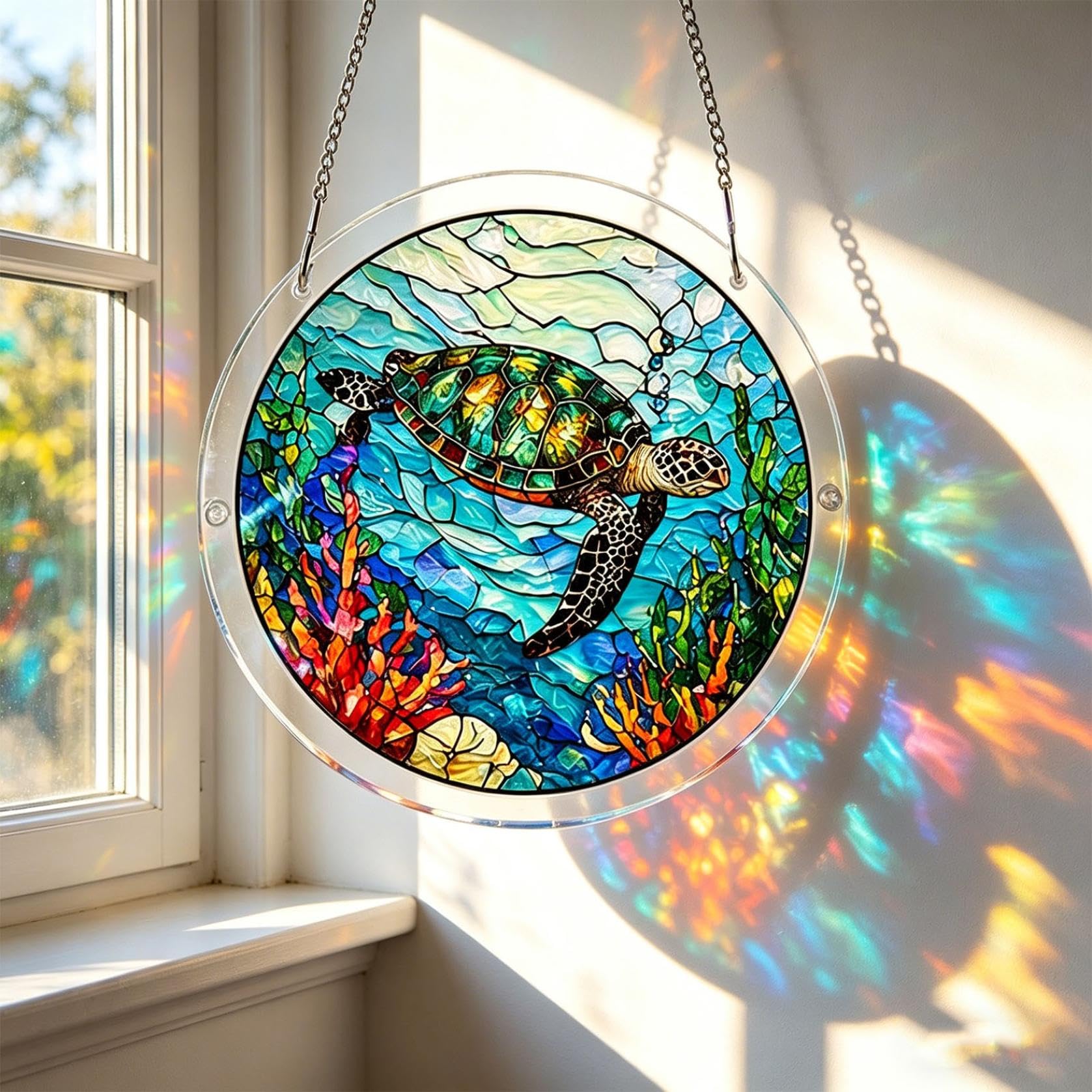 Acrylic Puzzles Suncatcher, Tree of Radiant Glass Puzzle – Jigsaw Puzzle for Doors Garden, Mother's Day Christmas Birthday Gifts for Women Men (F)