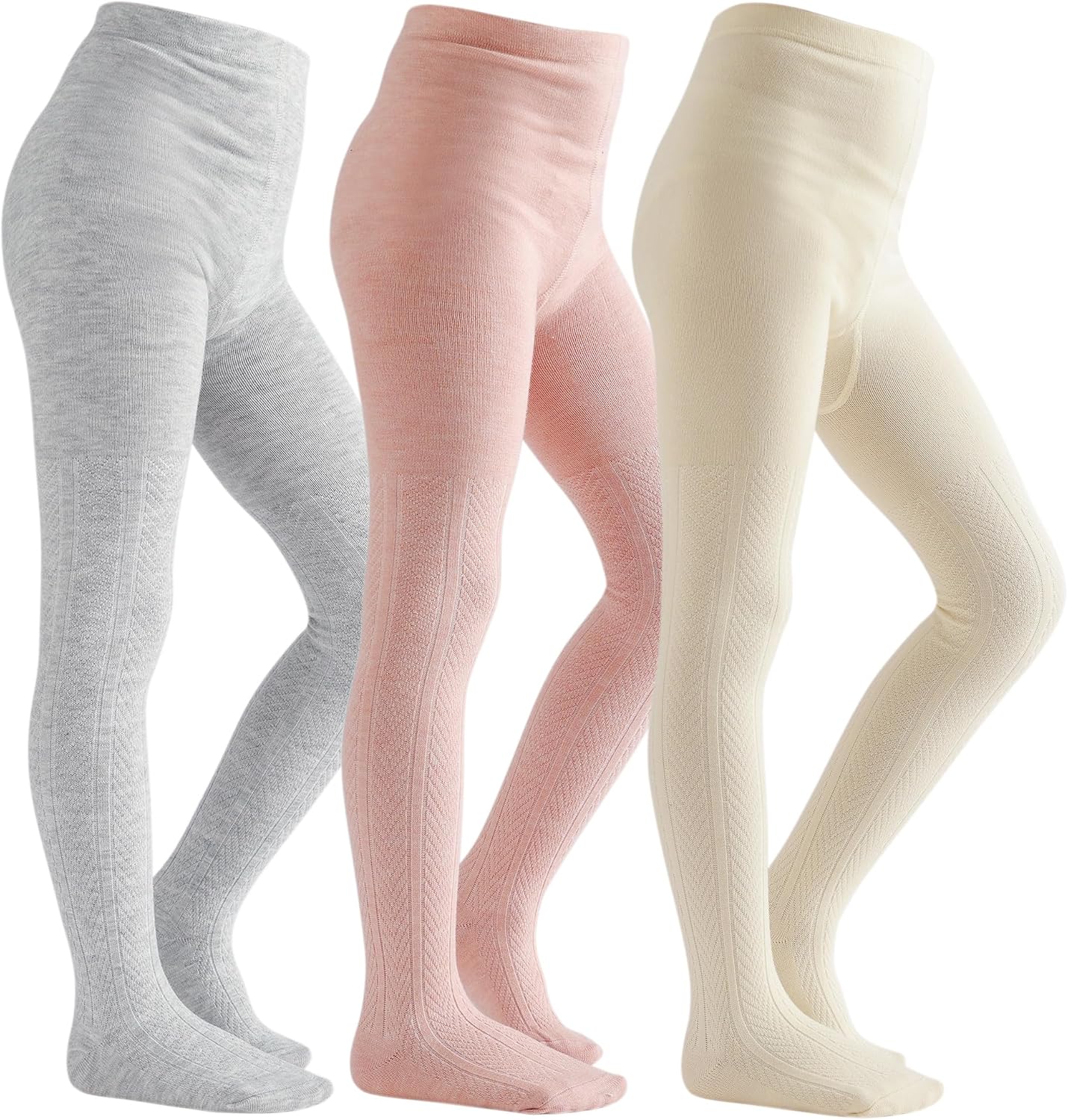 Little Girls Cotton Cable Knit Tights Baby Toddler Seamless Stretchy Footed Leggings Kids Winter Warm Stockings