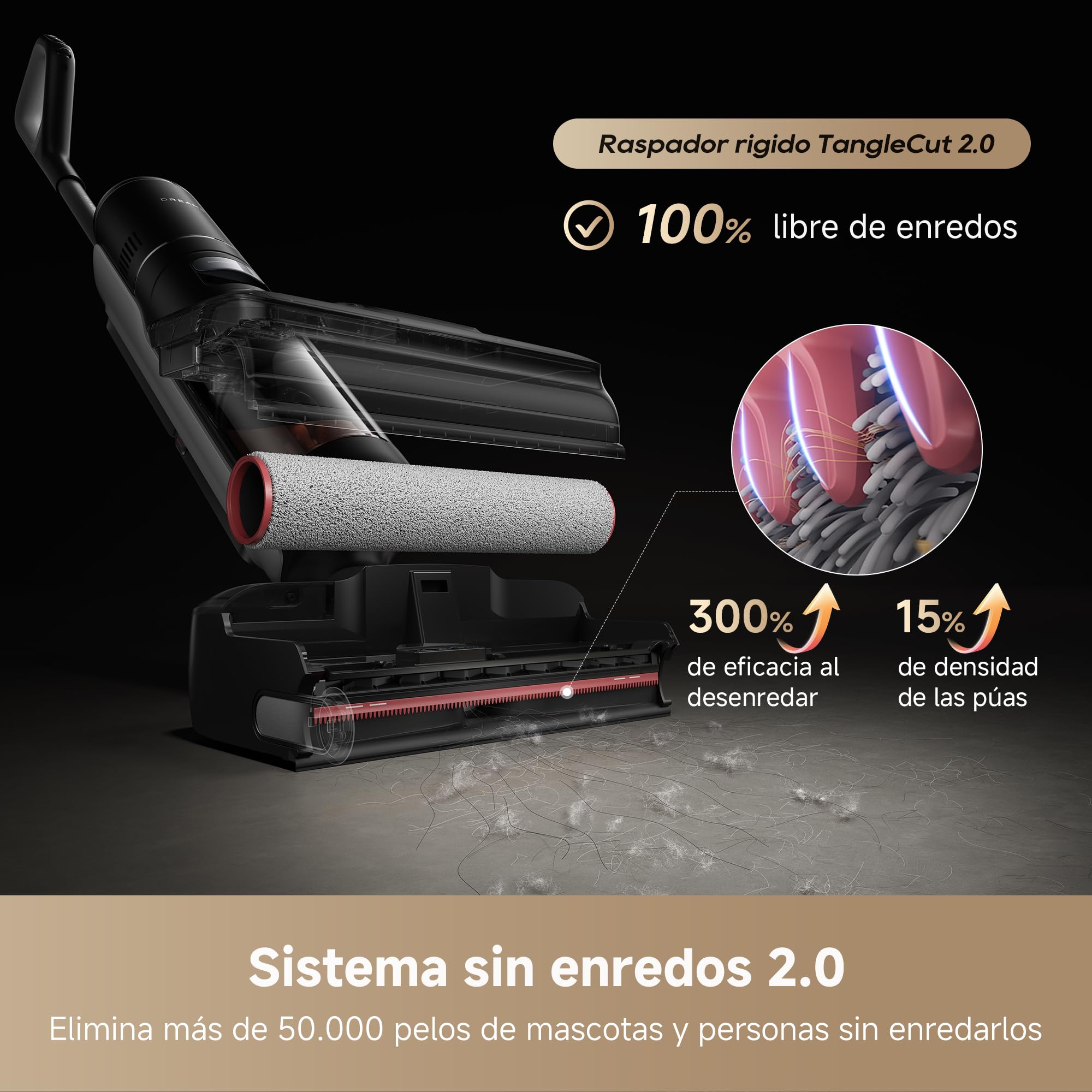 DREAME H15 Mix 7 en 1, Aspirador en Seco y Húmedo, Brazo Robótico con IA, Limpieza de Triple Borde, Succión 23.000 Pa, sin Enredos, Lavado del Cepillo con Agua a 100 °C, Secado en 5 min a 90 °C