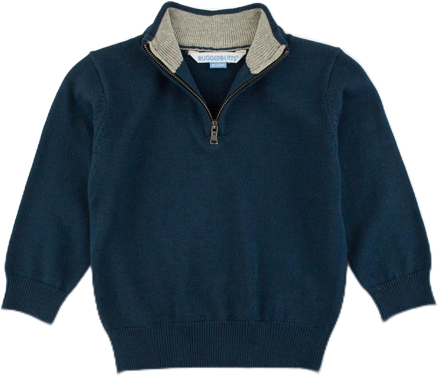 RUGGEDBUTTS Dark Navy Quarter Zip Sweater - 3-6m