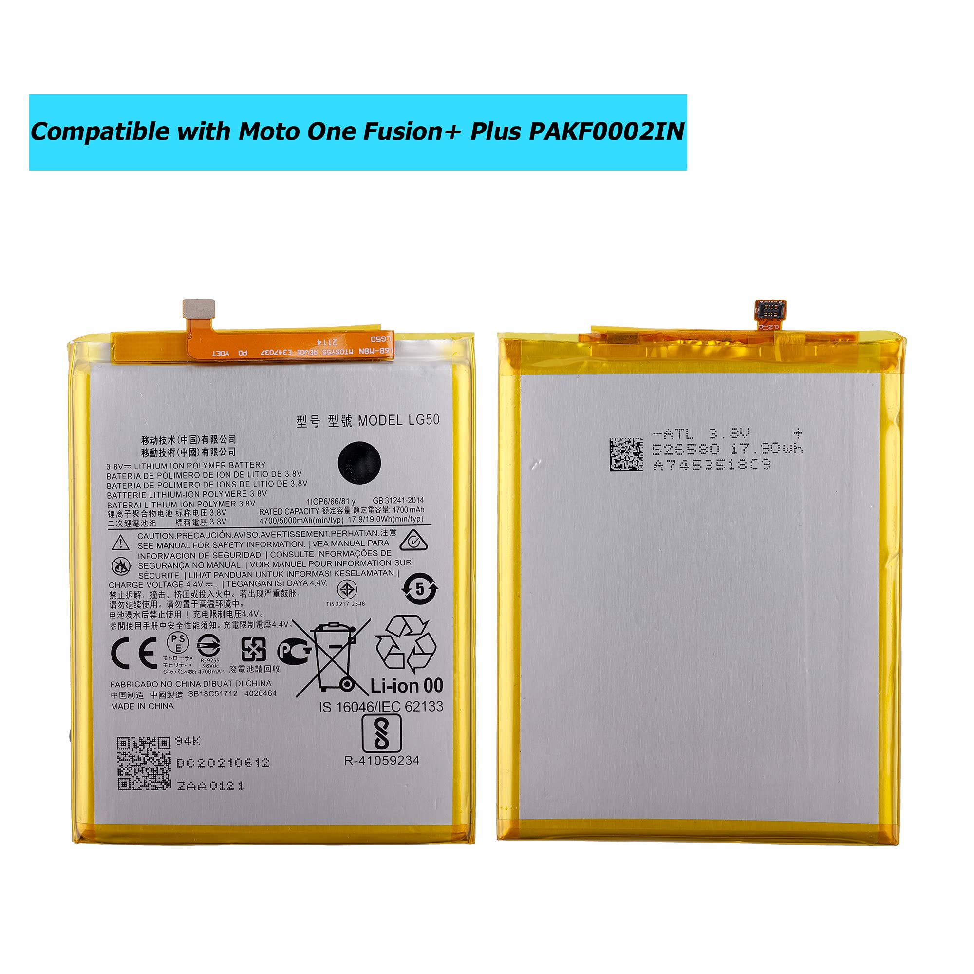 Vvsialeek LG50 Replacement Battery Compatible with Moto One Fusion+ Plus PAKF0002IN with Toolkit