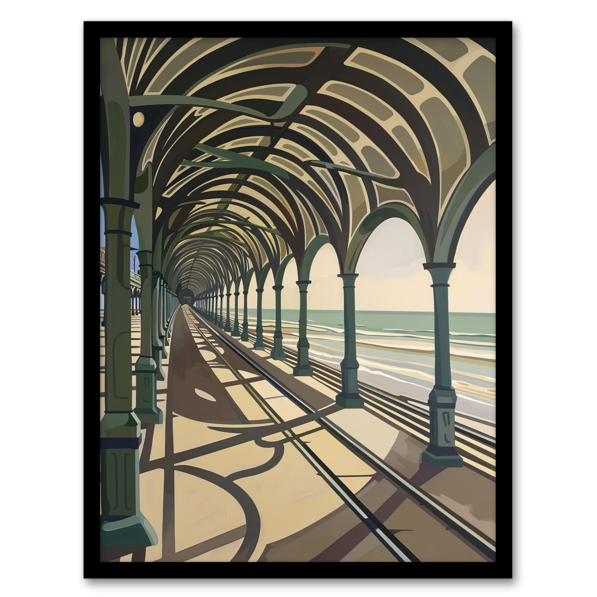 Artery8 Victorian Pier Blackpool England UK Seaside Living Room Artwork Framed Wall Art Print A4