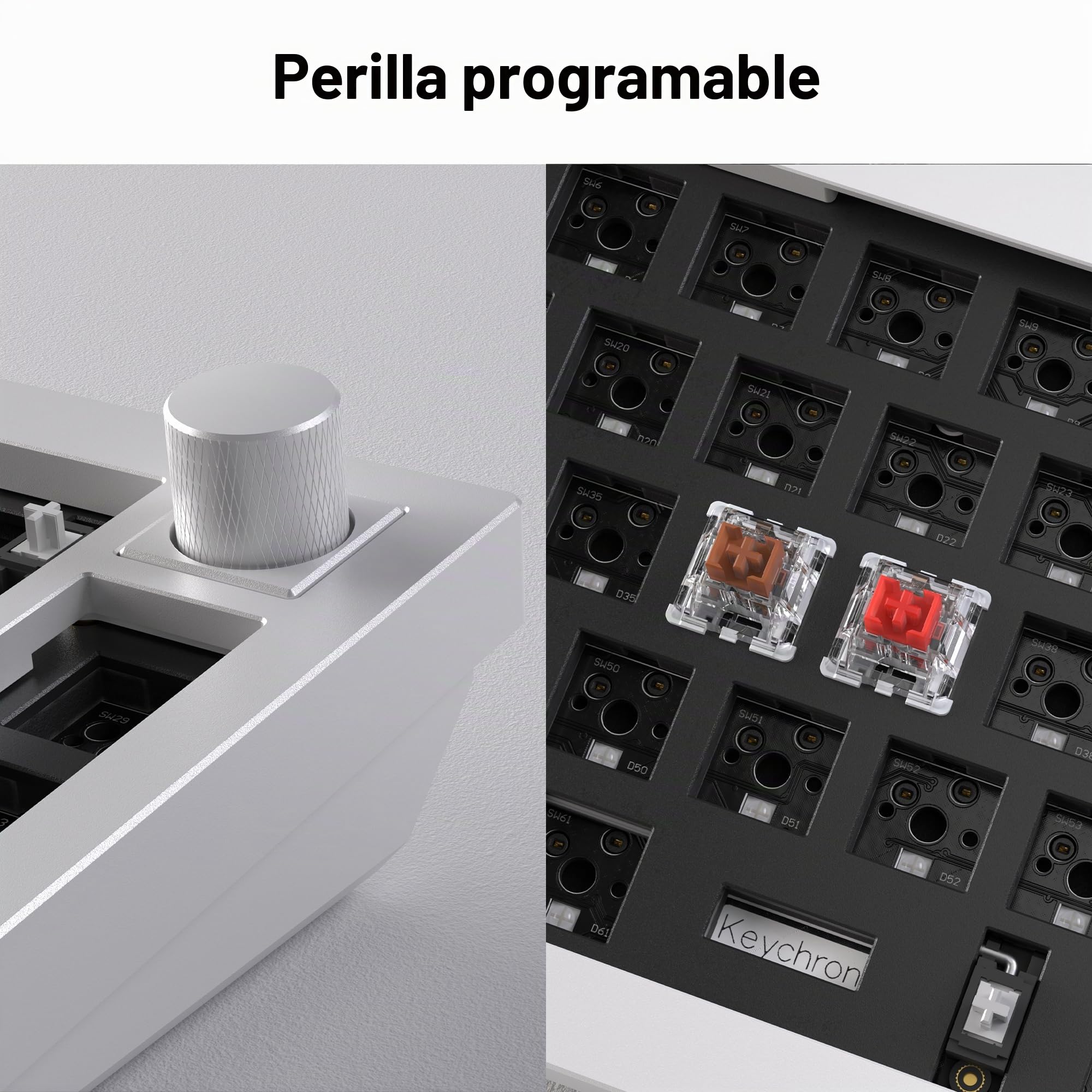 Keychron Q14 Pro Kit de Teclado Mecánico Alice 96% ISO, Cuerpo de Aluminio CNC, Programable QMK, RGB, Bluetooth 5.1, Kit de Juegos Barebone, para Interruptores de 3/5 Pines, Mac y Windows - Blanco