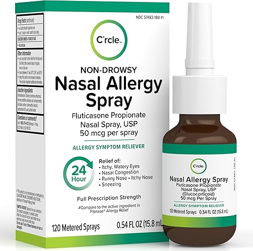 FlutiCare - 120 aerosoles nasales con medición propionato de fluticasona 50mcg alivio durante la temporada de alergia de polen polvo caspa y