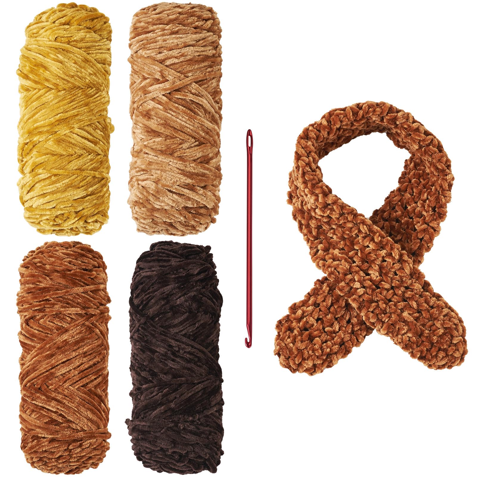 Fil chenille doux pour crochet tricot | Laine velours pour écharpes et chapeaux