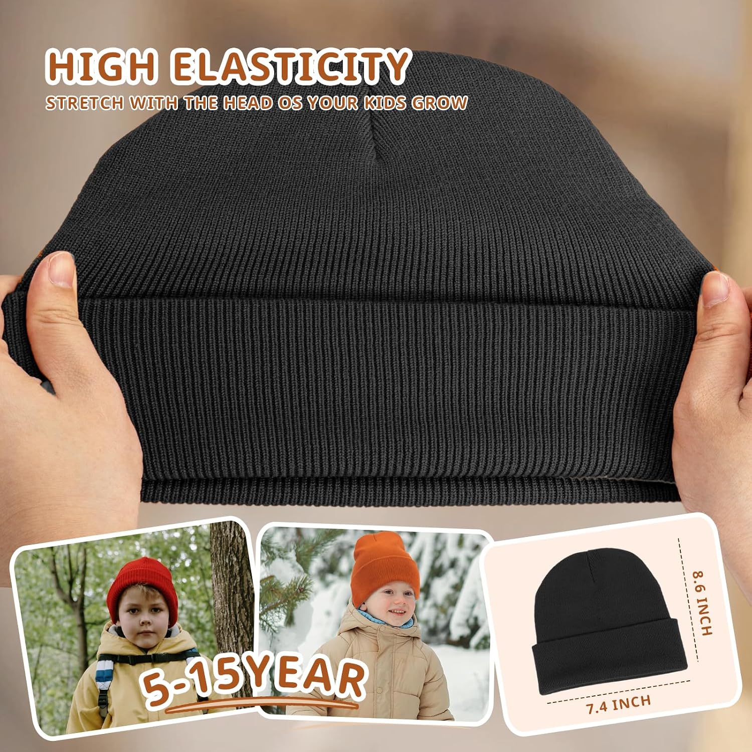 Kids Beanie Boys Girls Winter Hats Children Cuffed Knit Warm Skull Caps
