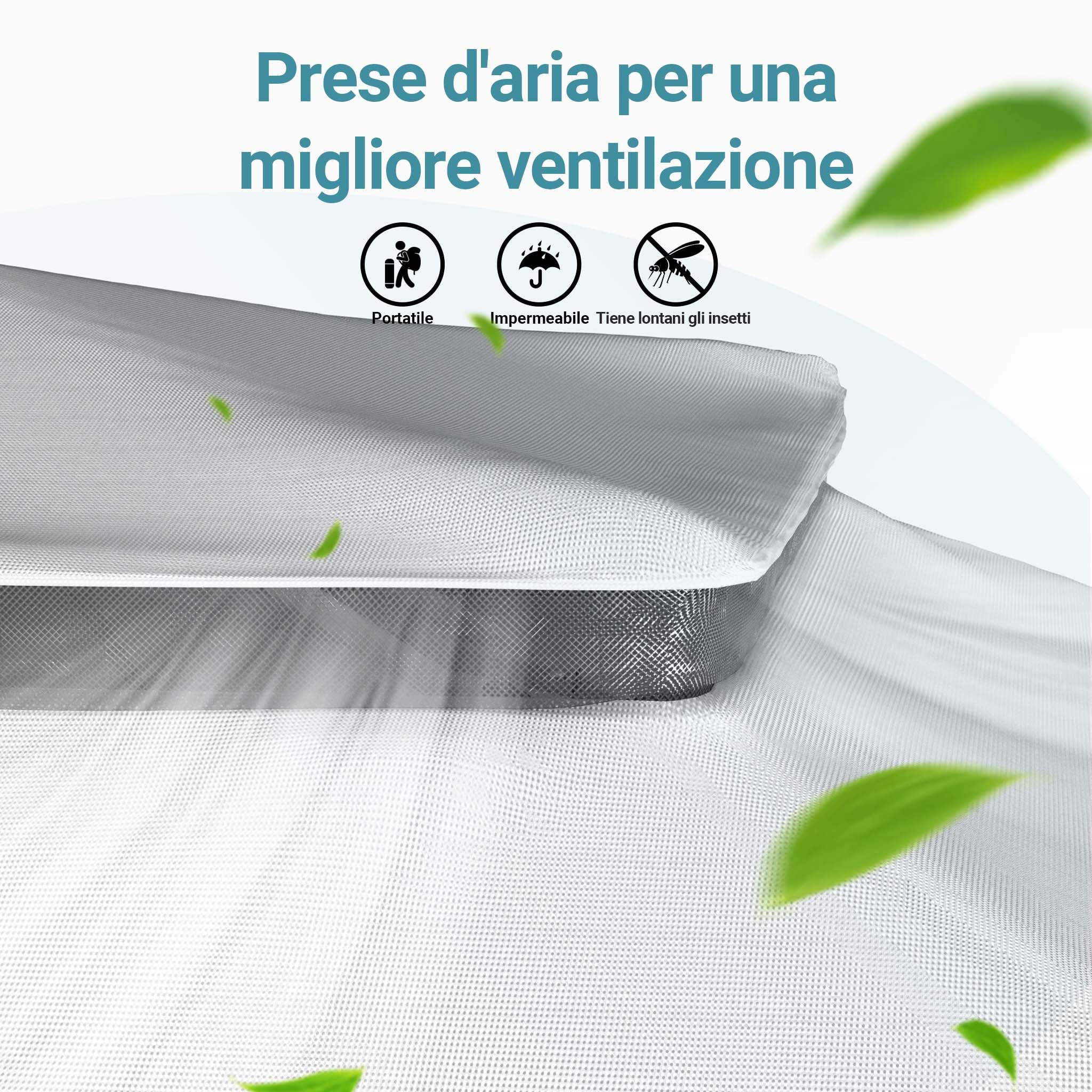 Wiltec Gazebo pieghevole con zanzariera, grigio chiaro 4 x 4 m, impermeabile, UV 50+, Tendone per feste