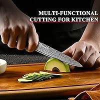 Vista 4 de Sunnecko 5 inch Kitchen Utility Knife,Multipurpose Small Kitchen Knife,High Carbon Stainless Steel Paring Knife for Fruit and Vegetable Cutting.