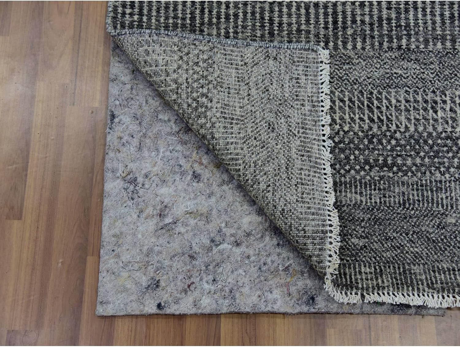 Flint Gray Modern Hand Knotted Grass Design Undyed Wool Tone on Tone Runner Oriental Rug (2'7"x11'8")