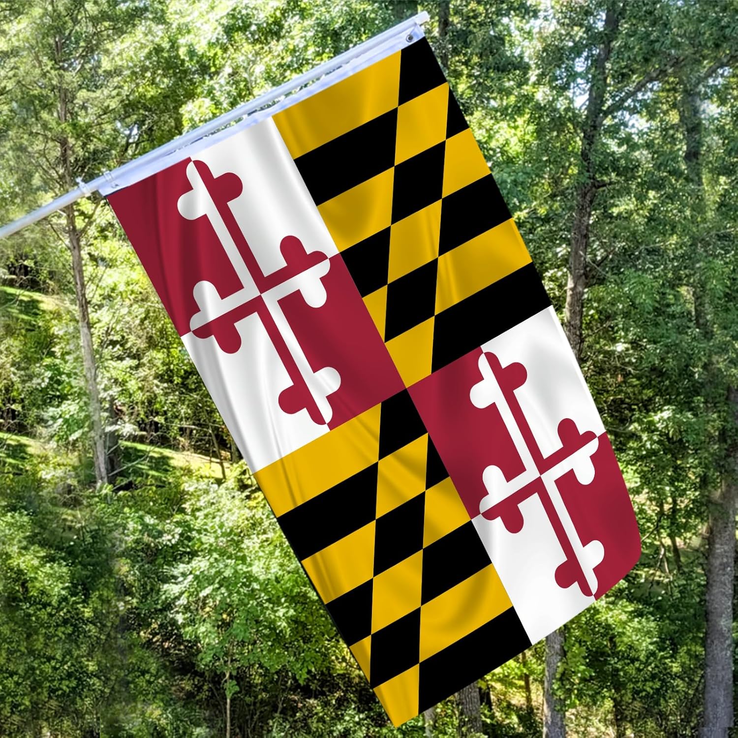Maryland State Flag 3x5 Outdoor Double Sided State of Maryland Flags 3 Layers 240D Polyester Sewing 4 Rows of Thread with Durable Canvas Header and Brass Grommets - Image 6