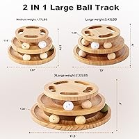 Vista 2 de Cat Ball Track Toy with Puzzle Top, Wooden Cat Toys for Indoor Cats with Spinning Balls, Interactive Large Cat Ball Tower for Kitten Kitty Exercise