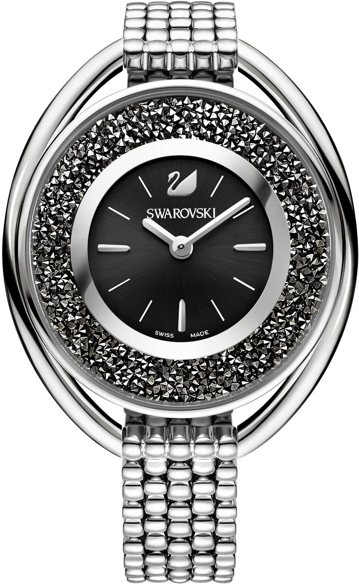 Swarovski Women's Crystalline Oval Watch, Sparkling Swarovski Crystal Wristwatch with an Elegant Strap