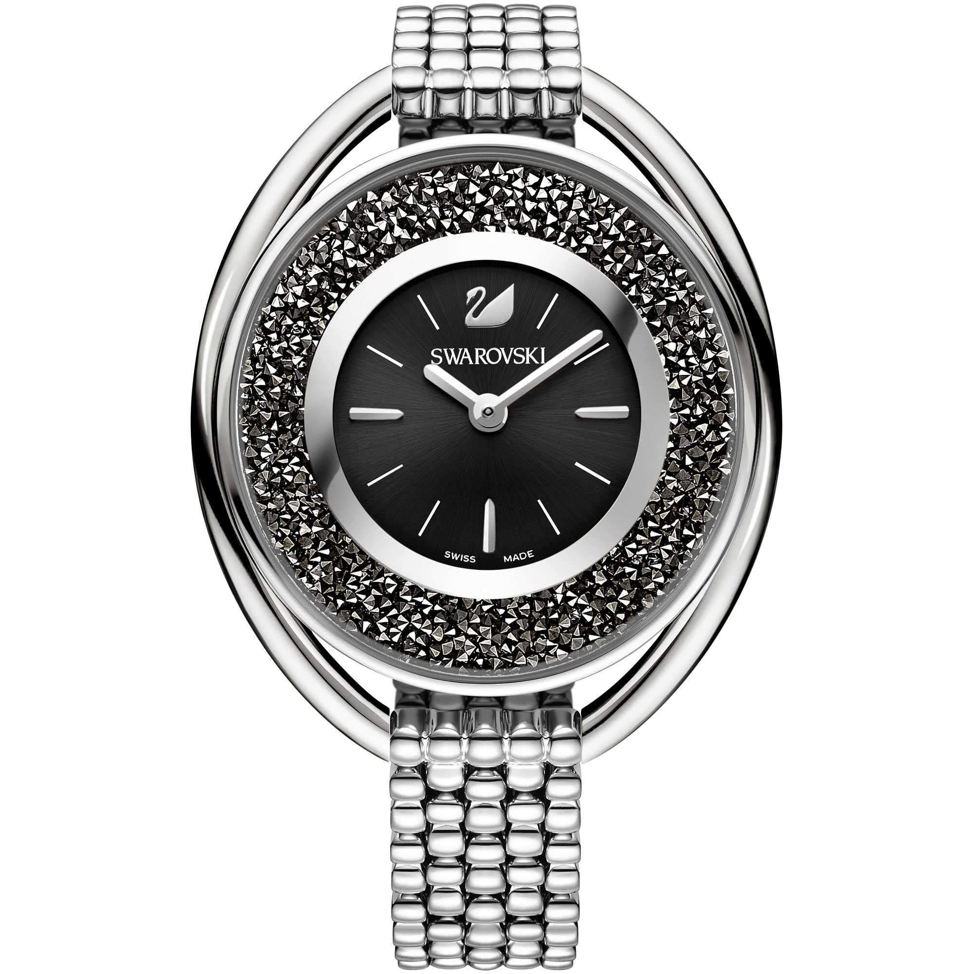 Swarovski Women's Crystalline Oval Watch, Sparkling Swarovski Crystal Wristwatch with an Elegant Strap