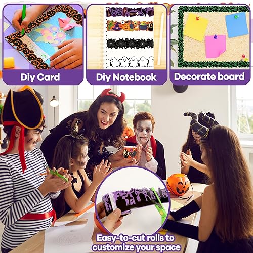 Miniatura 5 de Tablón de anuncios de Halloween de 262 pies, decoración de Halloween, bordes de tablón de anuncios de Halloween, decoración de aula de Halloween,