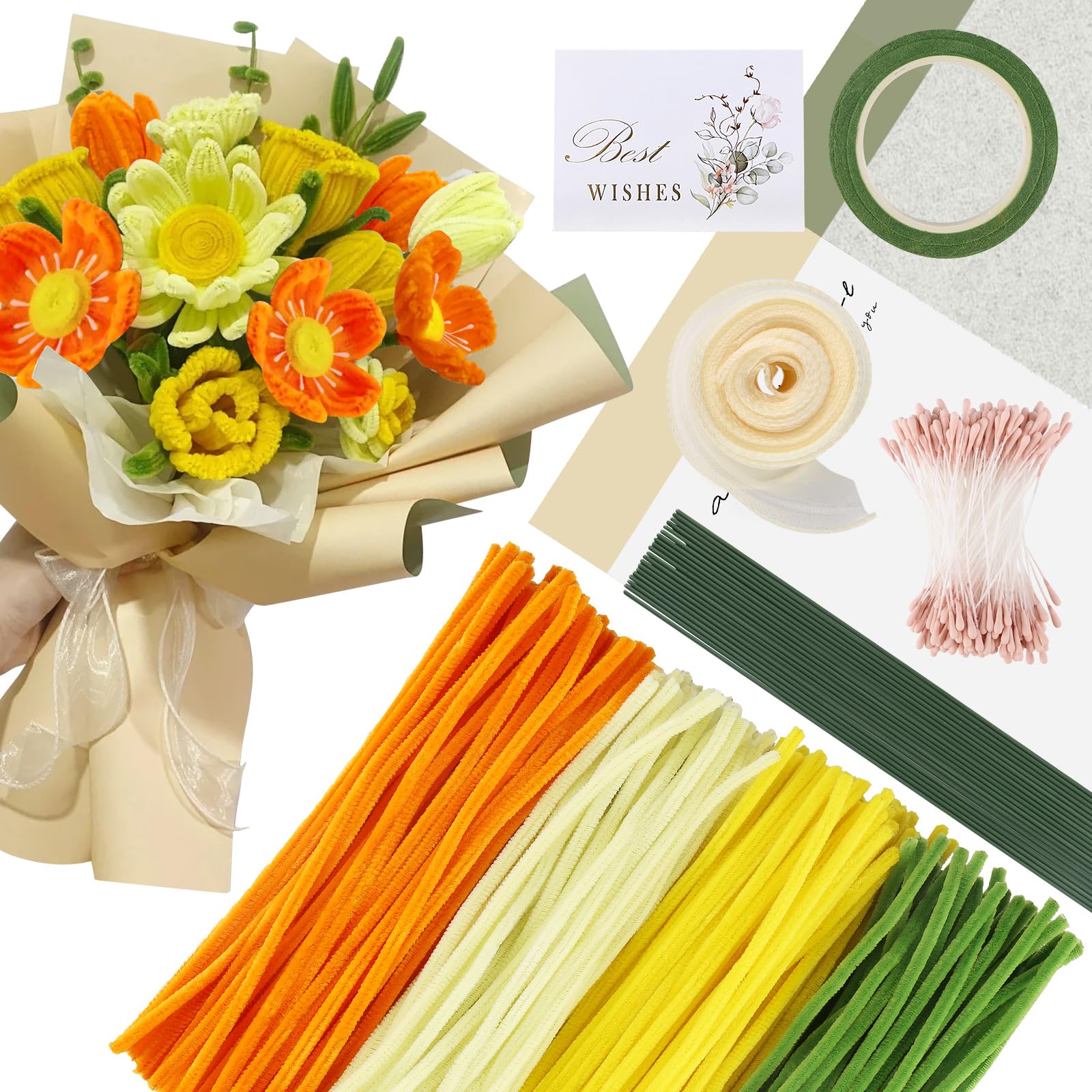 300 Stück Pfeifenreiniger Blumen, Komplette Pfeifenreiniger