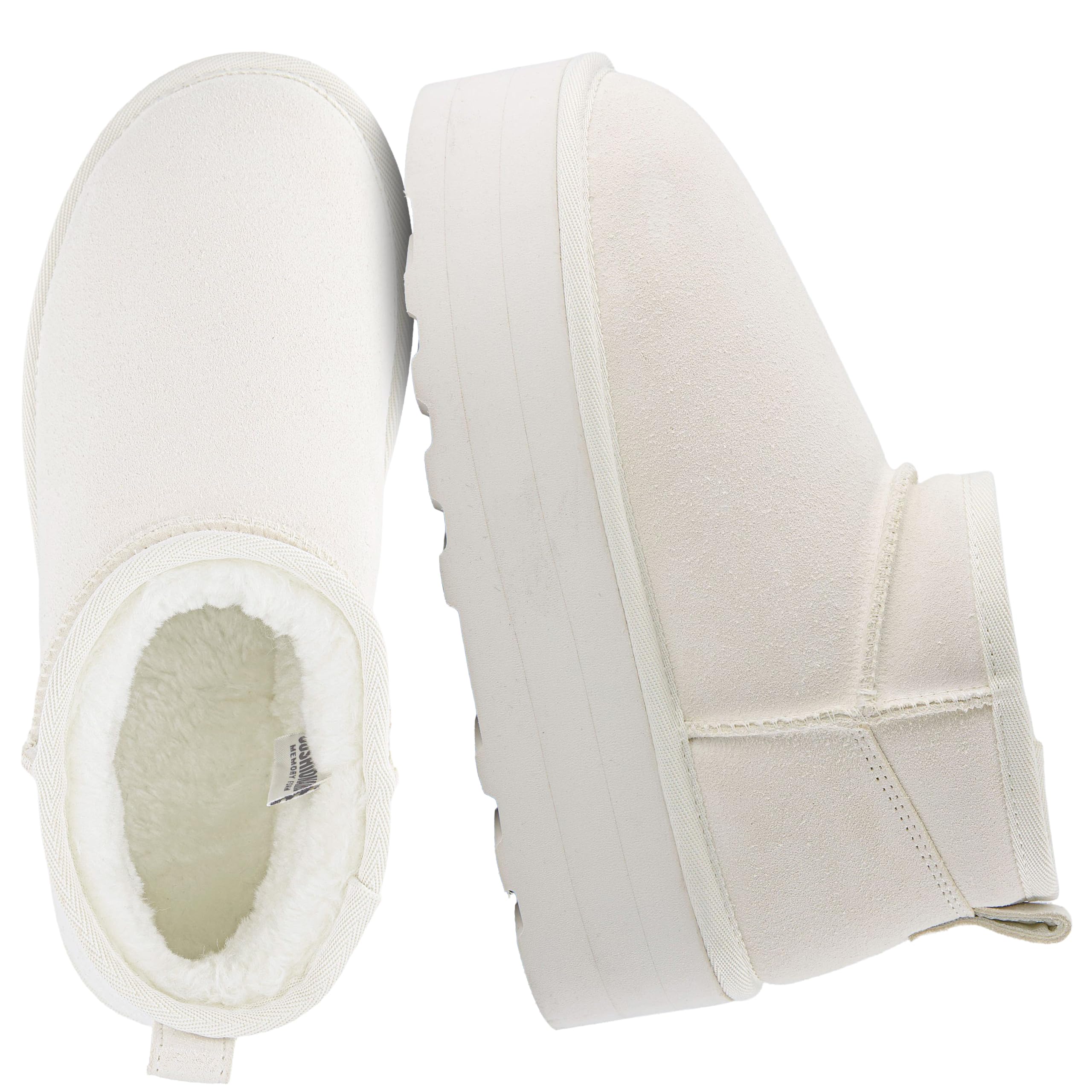 CUSHIONAIRE Hippy Women’s Platform Ankle Boots – Genuine Suede, Faux Fur Lining, Cozy Winter Slip-On Design, Comfortable Footwear with Wide Widths