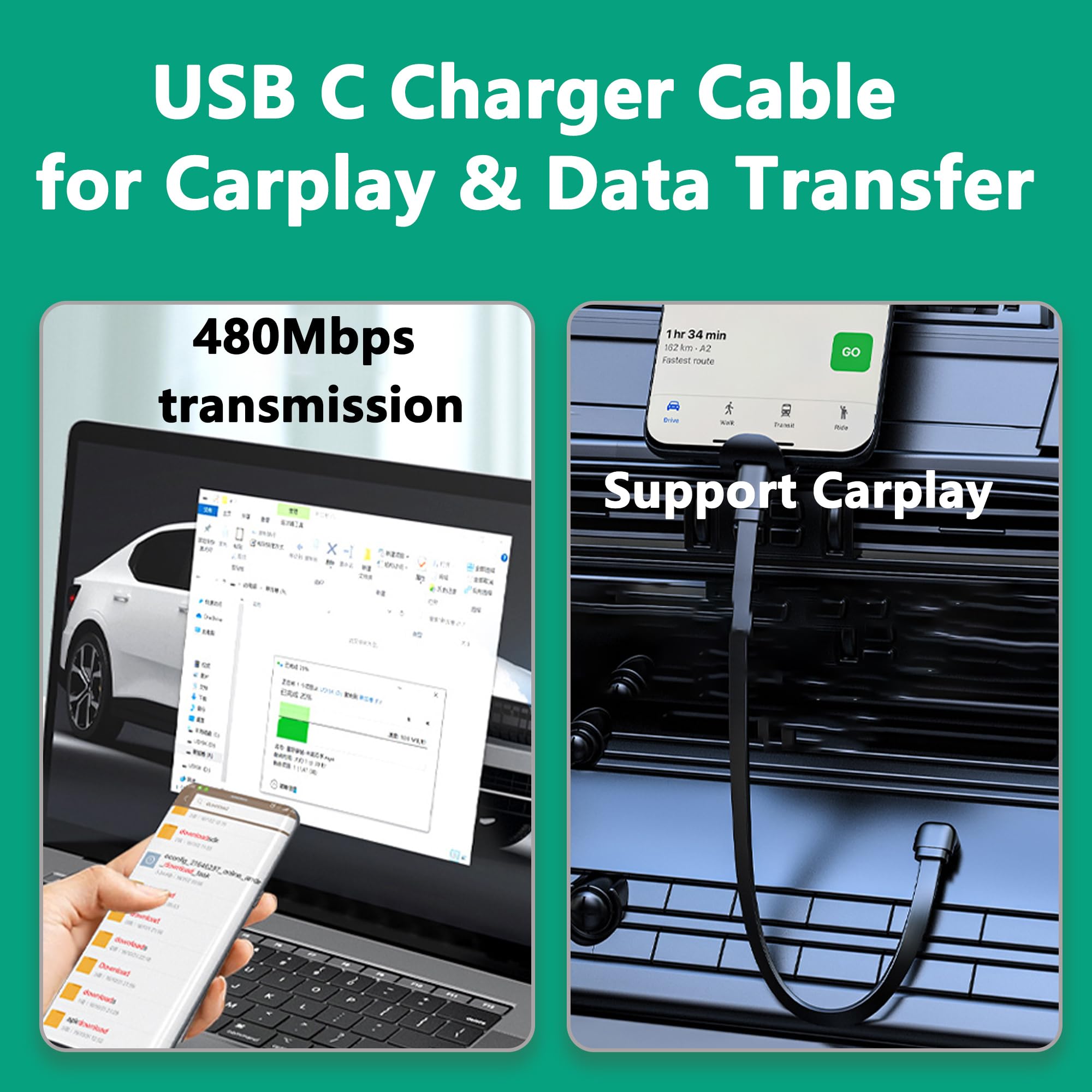 MISYNLON Cavo USB C corto extra flessibile, 90 gradi tipo C maschio a maschio PD 65